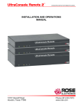 Rose electronics UltraConsole Remote 2 Instruction manual