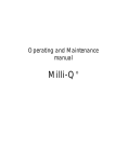 Millipore Milli-Q Plus Specifications