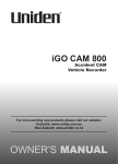 Uniden iGO CAM 850 Owner`s manual