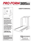 Pro-Form 385ex User`s manual