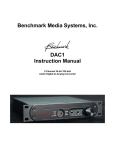 Benchmark DAC1 PRE Instruction manual
