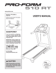 ProForm 510i Treadmill User`s manual