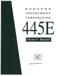 Rodgers C-445 Owner`s manual