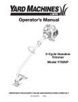 Yard Machines Y700 Operator`s manual