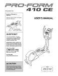 ProForm 450 Elliptical User`s manual