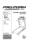 Pro-Form Crosswalk 395 User`s manual