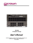 Crown PA1000 User`s manual