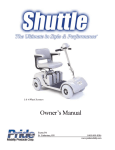 Pride Mobility Shuttle Owner`s manual