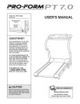 ProForm PT 7.0 PFTL79400 User`s manual