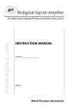 World Precision Instruments Biological Signals Amplifier Instruction manual