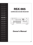 Rotel RSX-965 Owner`s manual