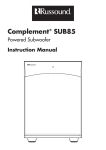 Russound COMPLEMENT SUB85 Instruction manual