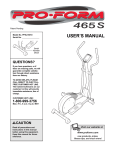 ProForm PFEL19010 User`s manual