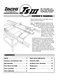 Shopsmith TS-III ULTRA Owner`s manual