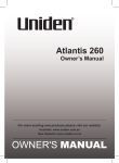 Uniden Atlantis 260 Owner`s manual