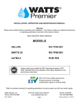 Premier RO-TFM-5SV Troubleshooting guide