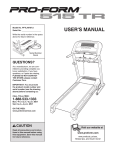 ProForm 515tr Treadmill User`s manual