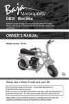 Baja motorsports DB30 Mini Bike Owner`s manual