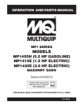 MULTIQUIP MP1455H Specifications