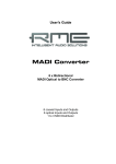 RME Audio MADI Bridge User`s guide