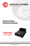 Analytic Systems PWS1000 Operating instructions