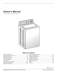 Electrolux 115 V 60 Hz Washer Owner`s manual