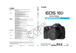 Canon EOS 10D - Digital Camera SLR Instruction manual