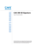 Cary Audio Design CAD 300 SE Owner`s manual