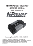 Vector 750 Watt Power Inverter Owner`s manual