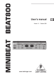 Behringer Minibeat BEAT800 User`s manual