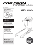 ProForm 450 Treadmill User`s manual