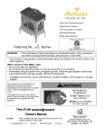 Avalon Direct Vent Freestanding Stove Owner`s manual