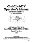 Cub Cadet 394 Operator`s manual