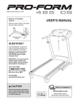 ProForm 485 Cx Treadmill User`s manual