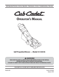 Cub Cadet CC 550 ES Operator`s manual