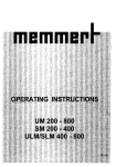Memmert UE 800 Operating instructions