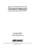 Audio Research LS27 Owner`s manual