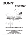 Bunn System III Service manual