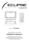 Eclipse E7703AVX Owner`s manual