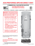 A.O. Smith BPD-400 Operating instructions
