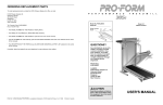 ProForm 7.5 Distance Trainer Treadmill User`s manual