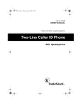Radio Shack Two-Line Caller ID Phone With Speakerphone Owner`s manual