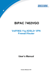 Billion BiPAC 7402(G)X(L) Series User`s manual