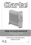 Clarke OFR9/90 Oil Filled Radiator Manual