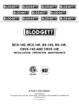 Blodgett BCX-14 Specifications