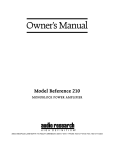 Audio Research Reference 210 Owner`s manual