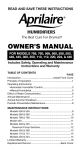 Aprilaire 550 Owner`s manual