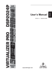 Behringer Virtualizer Pro DSP2024P User`s manual