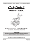 Cub Cadet 524 SWE Operator`s manual