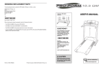 ProForm 10.5qm Treadmill User`s manual